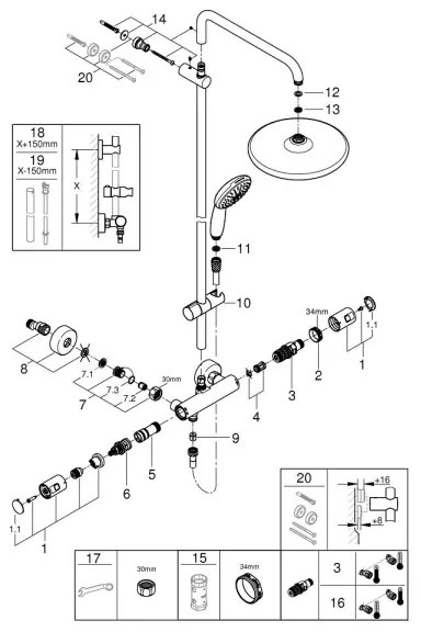 GROHE 26677001 - VITALIO START SYSTEM 250 zuhanyrendszer, fényes króm
