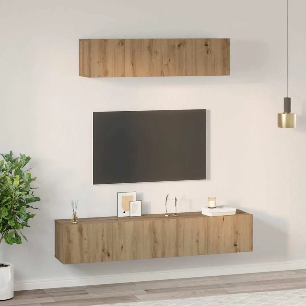 TV Szekrény Szett 4 pcs kézműves tölgy Közepes 80 x 30 x 30 cm