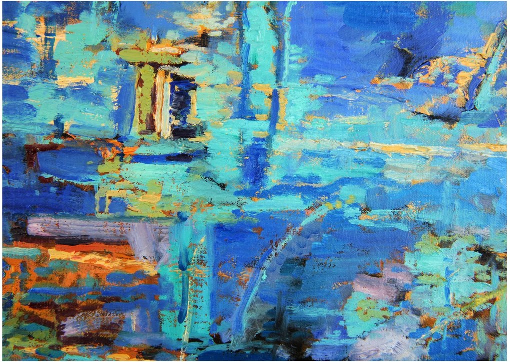 Üveg kép - Absztrakt olajfestmény (70x50 cm)