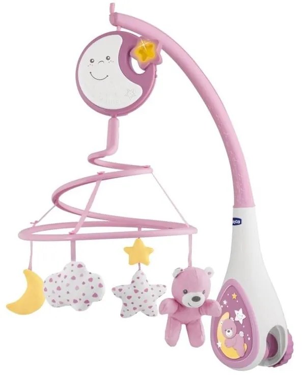 Chicco - Kiságyó forgó dallammal 3in1 NEXT2DREAMS 3xAA rózsaszín
