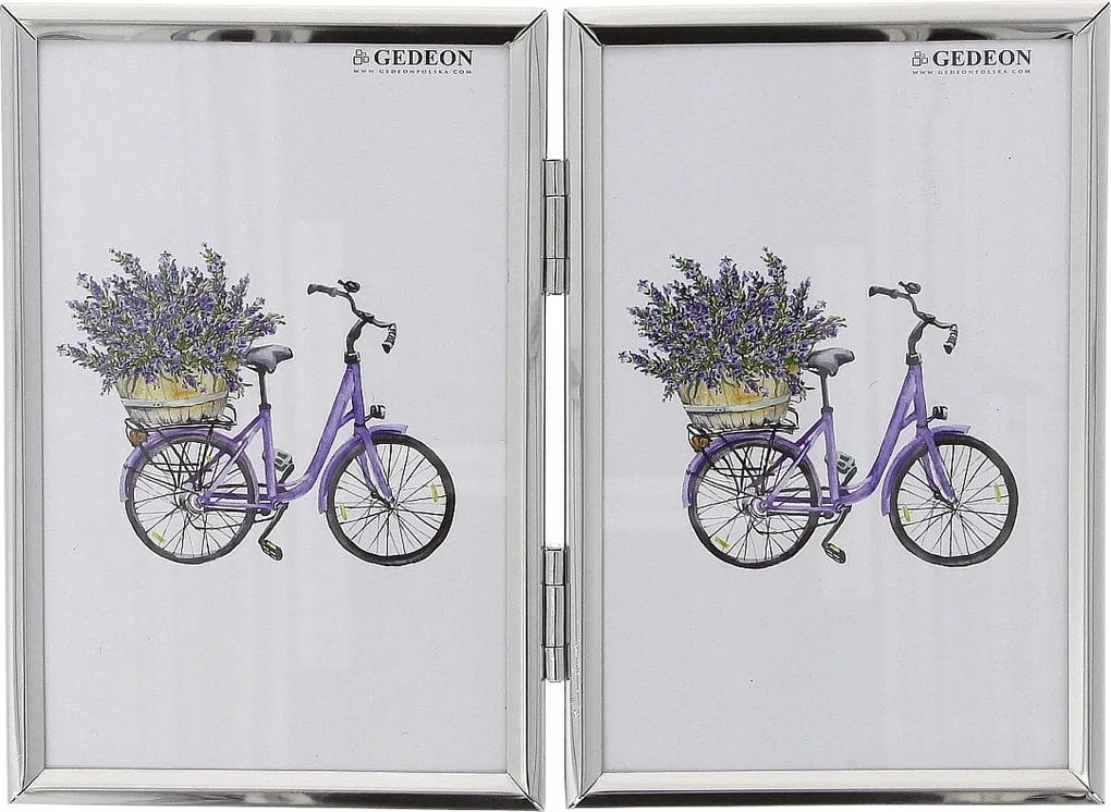 Két képkeret 15x21 fém ezüst csillogó portré