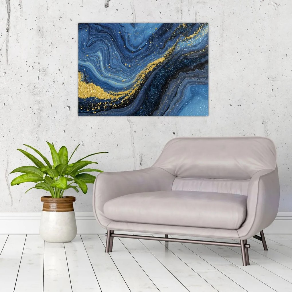 Kép - Kék-arany absztrakció (70x50 cm)