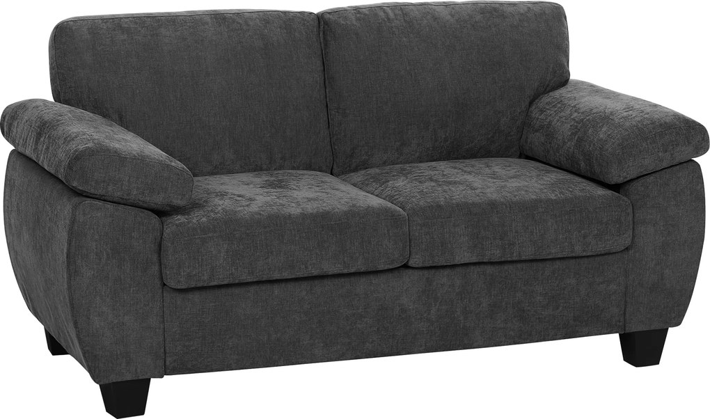 HOMCOM kétszemélyes chenille kanapé, kompakt 156 cm szövetkanapé, vastag zsebrugós ülés és széles párnázott karfák – sötétszürke | Aosom