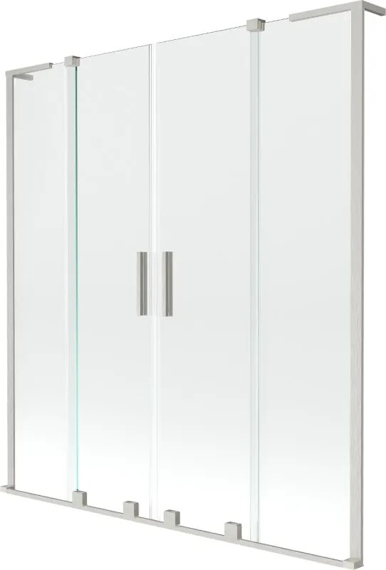 Mexen Velar L Duo kétpaneles, tolóajtós kádparaván 150 x 150 cm, átlátszó, kefélt nikkel - 896-150-003-02-97