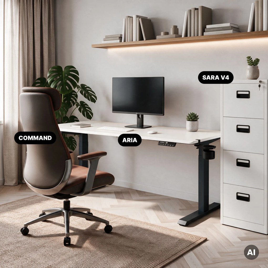 Elektromos íróasztal magasságállítással ergonomikus antracit-fehér, 1600x800 mm: ARIA