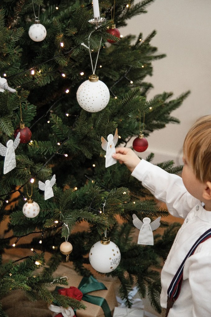 Porcelán függesztett angyal DOTS EZÜST (9 cm)