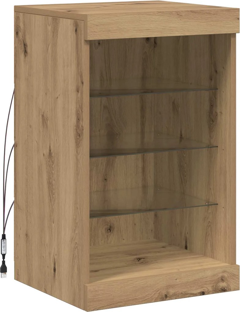 vidaXL LED tálaló Artisan tölgy 41 x 37 x 67 cm Faanyag