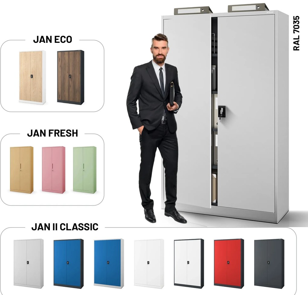 Fém iratszekrény JAN II, 1150 x 185 x 400 mm, szürke