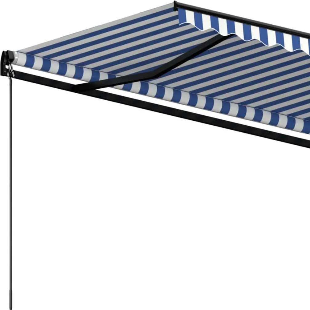 Kék és fehér kézzel kihúzható napellenző 400 x 350 cm
