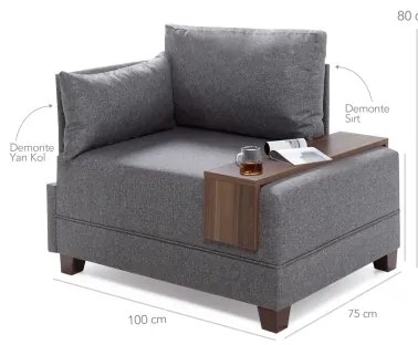 TULA barna, balos sarokfotel