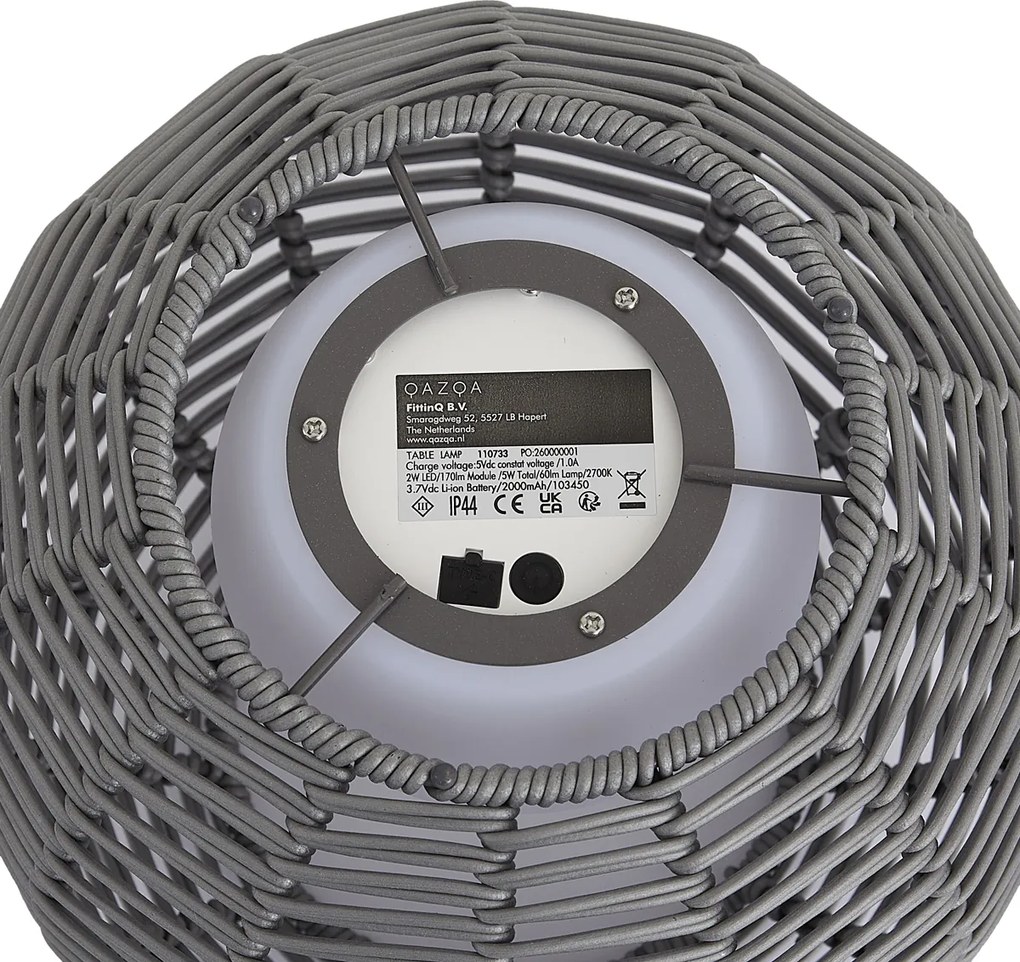 Kültéri asztali lámpa sötétszürke 25 cm LED-del, USB-C-vel újratölthető IP44 - Oli