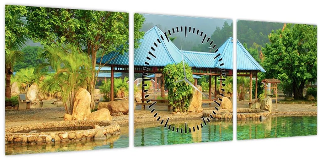 Kép - Shanghai, hotel, park (órával) (90x30 cm)