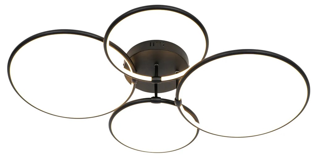 Mennyezeti lámpa fekete, beépített LED-del, 3 fokozatban szabályozható, 4 lámpás - Joaniqa