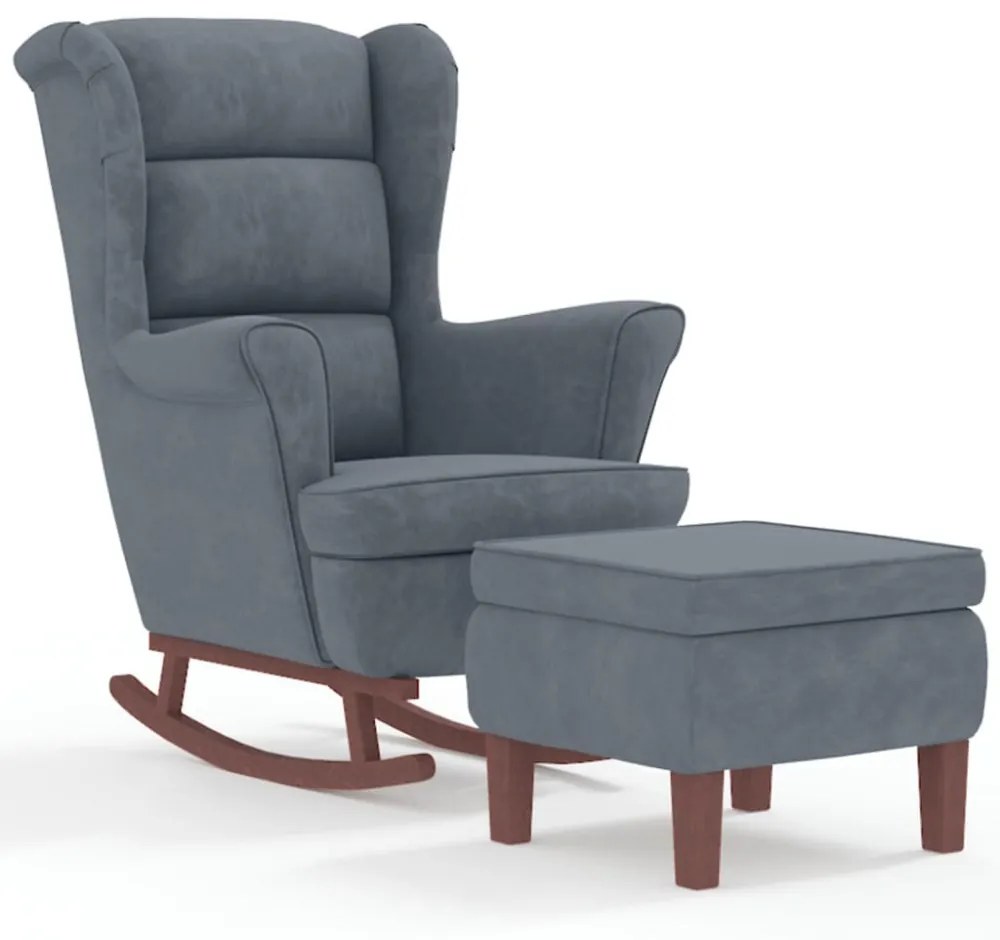 Sötétszürke Bársony és Tömörfa Hintaszék