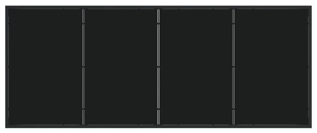 9 darabos kerti étkezőszett párnákkal fekete poli rattan, kerti asztal fekete 200x80x73 cm edzett üveggel