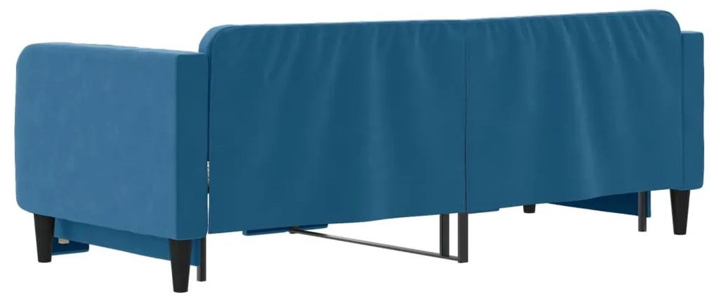kék kihúzható bársony heverő 80 x 200 cm