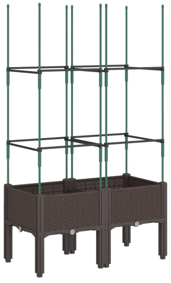 barna polipropilén rácsos kerti ültetőláda 80 x 40 x 142,5 cm