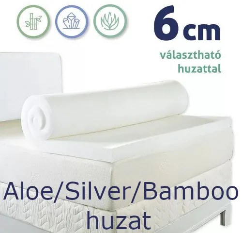 Ortho-Sleepy Memory topper fedőmatrac, Silver, Aloe vagy Bamboo huzattal, 6cm magas, 120x200cm