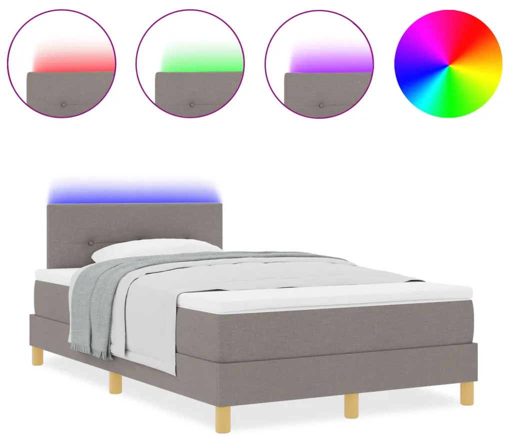 Boxspring Ágy Matraccal és LED Taupe 120x200 cm Szövet