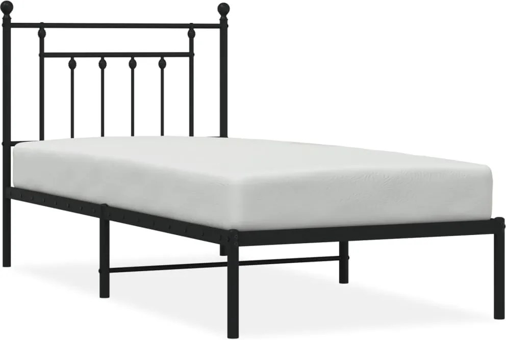 vidaXL fekete fém ágykeret fejtámlával 80 x 200 cm