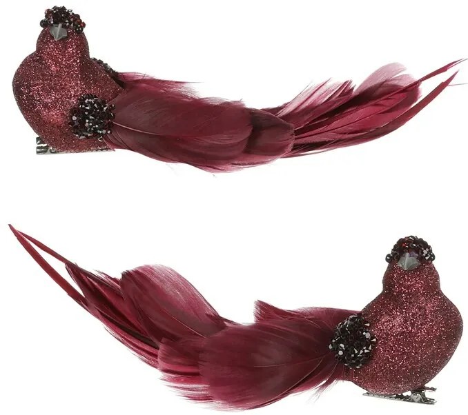 Madárkészlet klipszel, lila, 4 db