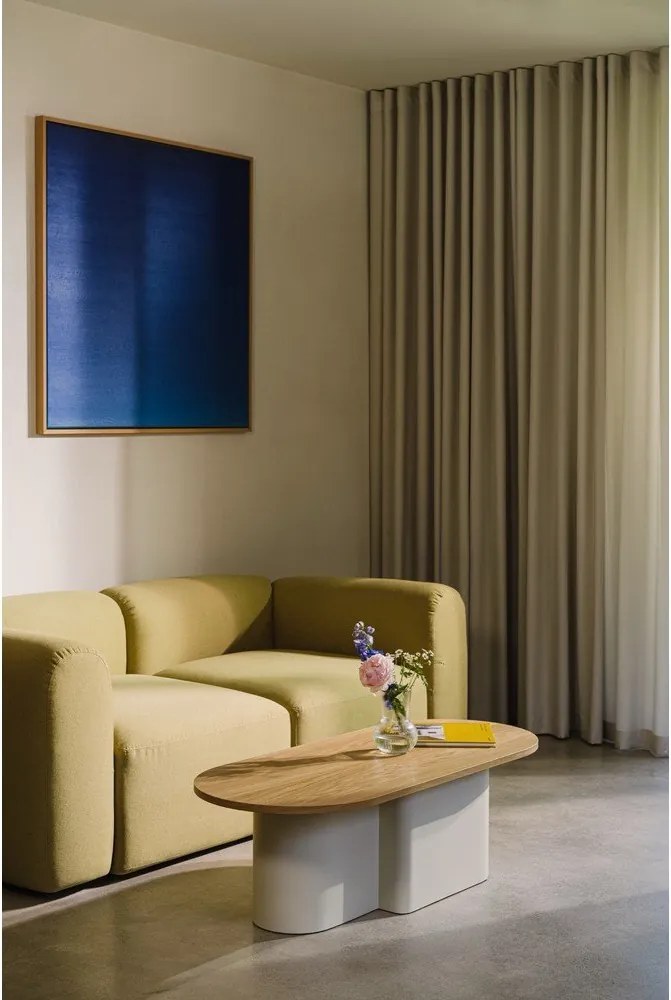 Fekete dohányzóasztal tölgyfa dekoros asztallappal 50x115 cm Looi – noo.ma