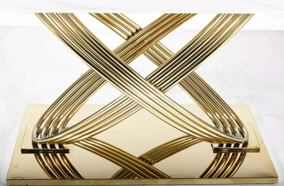 Hermes kerámia étkezőasztal fehér/arany 160x90 cm