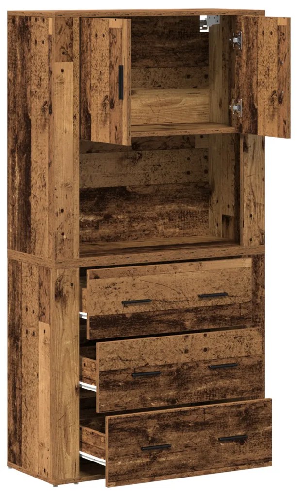 Magas szekrény Régi fa 80x33x150 cm Mérnökelt fa
