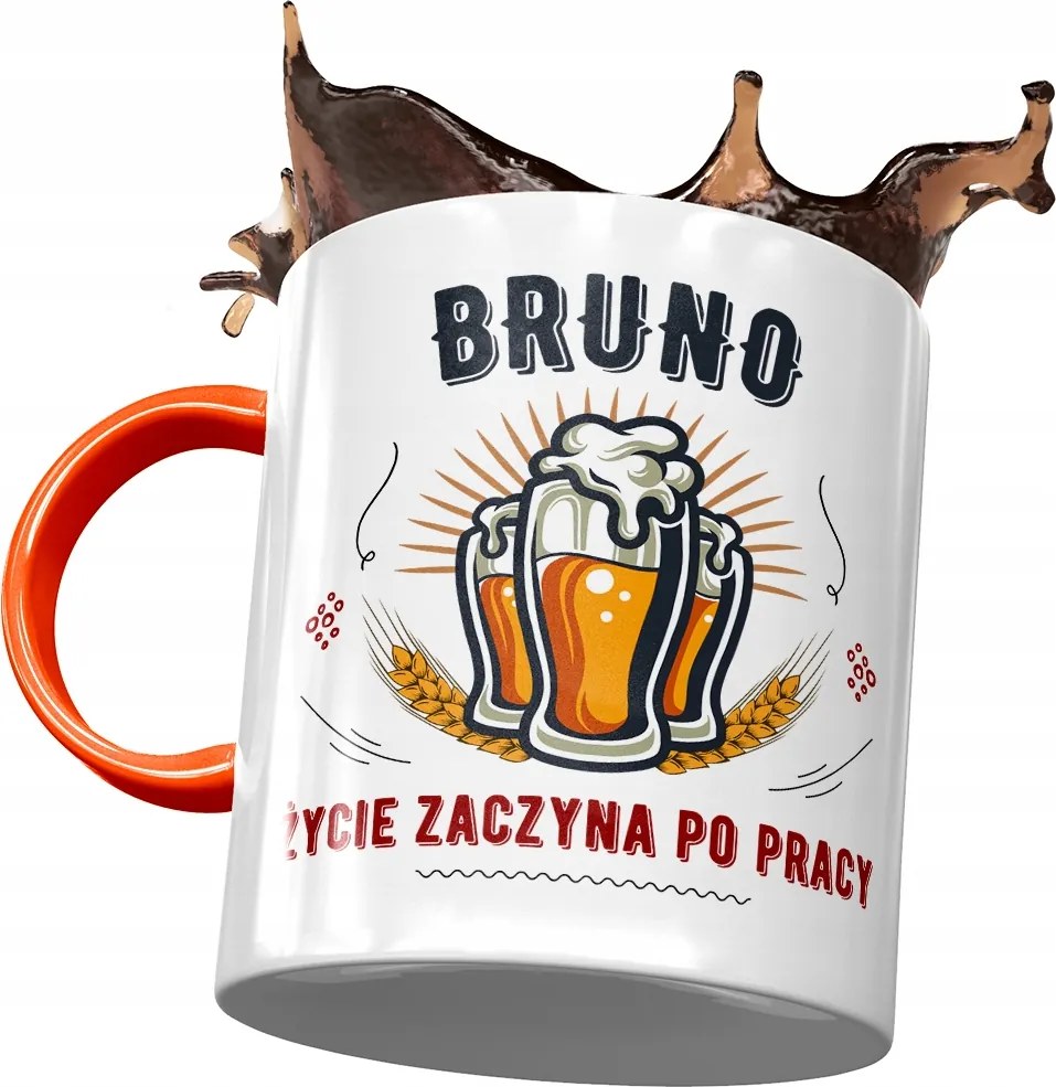 Narancssárga Bögre Bruno Férj Kolléga Ajándék Nyomtatott Fotóval