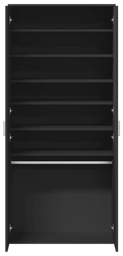 fekete szerelt fa cipősszekrény 80 x 39 x 178 cm