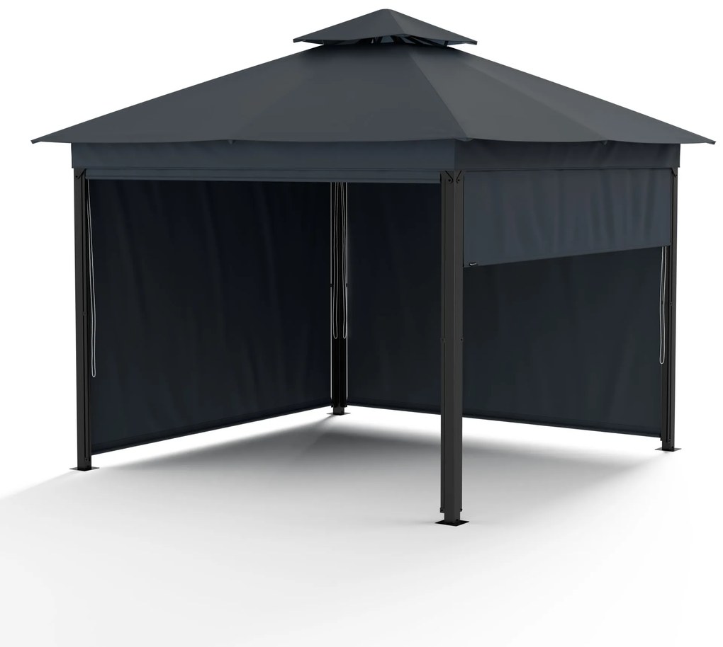 Blumfeldt Grandezza Cortina kerti pavilon 3x3 m, időjárásálló, porfestett, oldalsó redőnyök