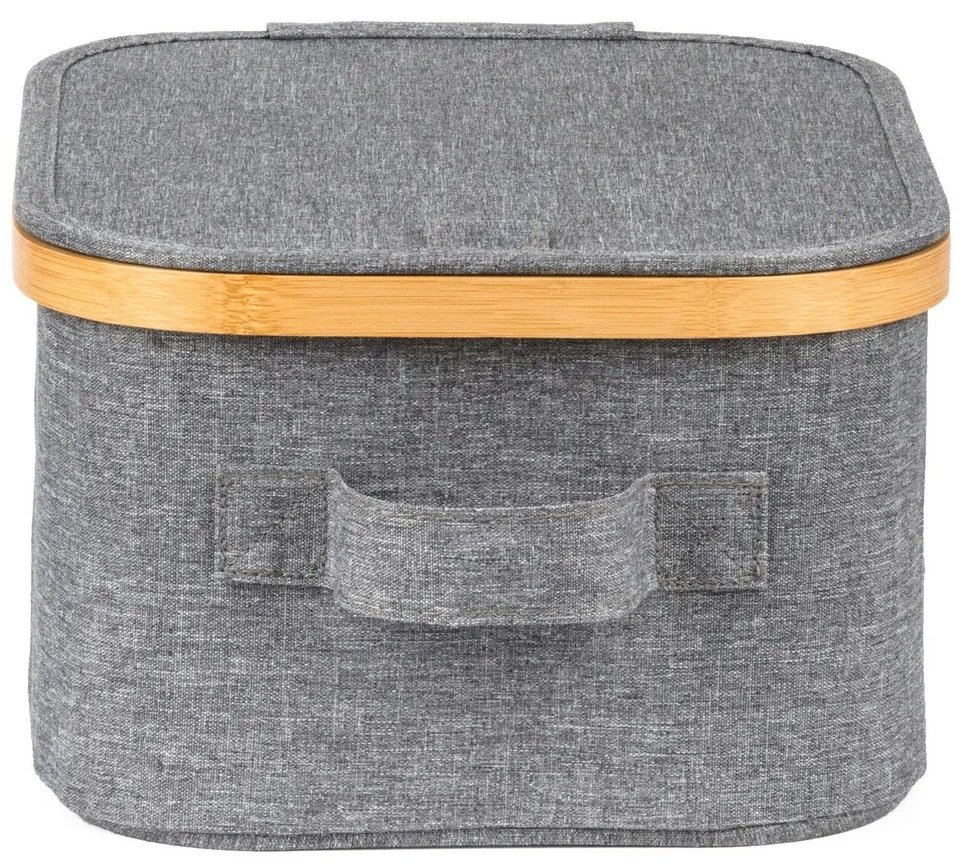 G21 tárolódoboz 24 x 30 x 15 cm, bambusz, fedéllel, szürke