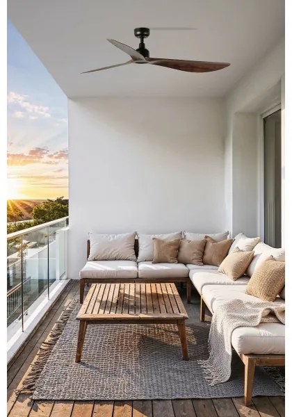 FARO 34362 - Mennyezeti ventilátor OUTWOOD L barna/fekete átm. 150 cm IP44 + távirányító