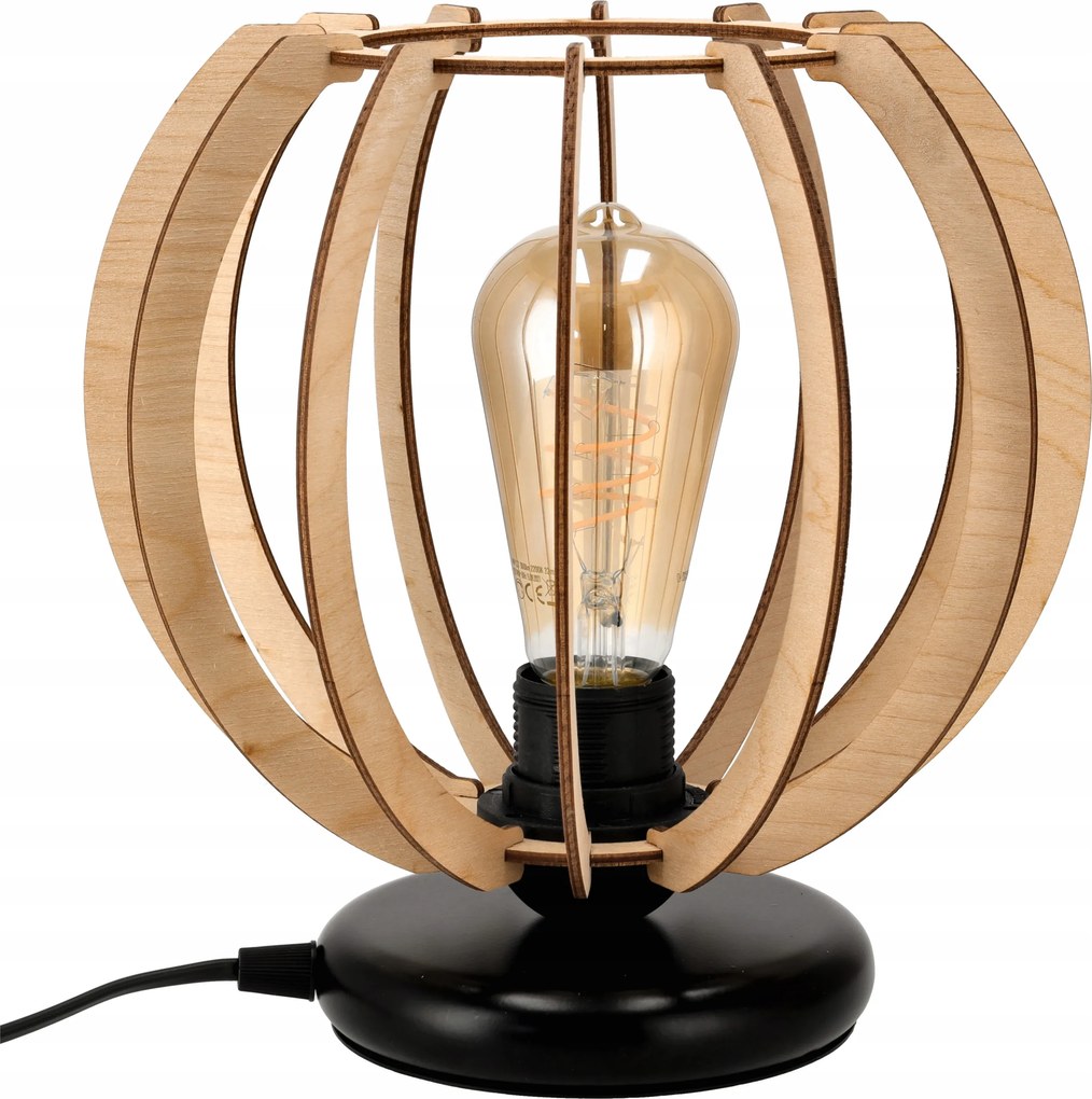 Asztali lámpa Led Éjjeli lámpa Fekete 1xE27 1,5m Fa Led Nappali