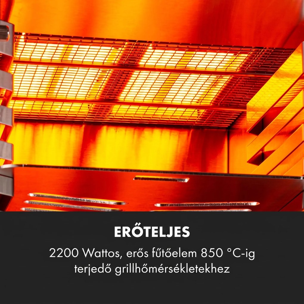 Klarstein Hannibal, magas hőmérsékletű grill, 2200 W, 850 °C, beltéri, rozsdamentes acél, ezüst