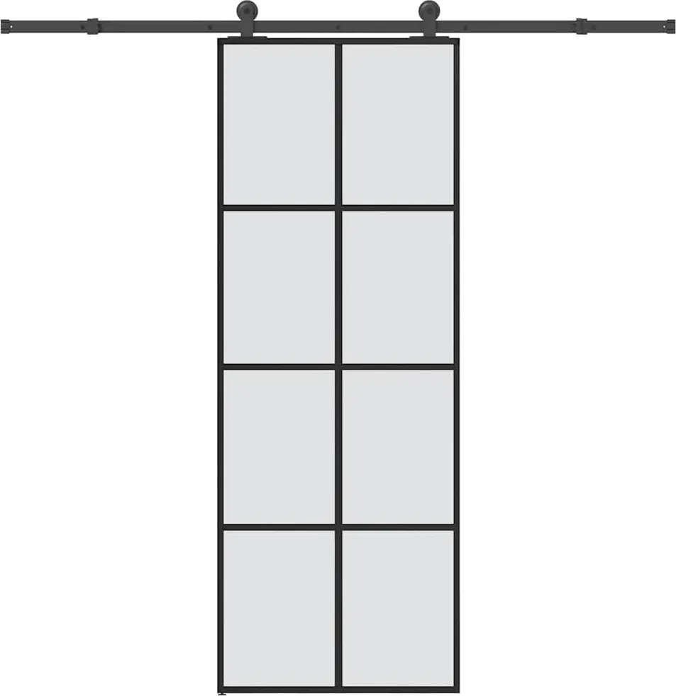 vidaXL ESG üveg és alumínium tolóajtó fémszerelvény-szettel 76x205 cm