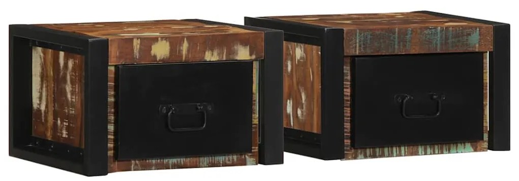2 db tömör újrahasznosított fa éjjeliszekrények 40x35x25 cm