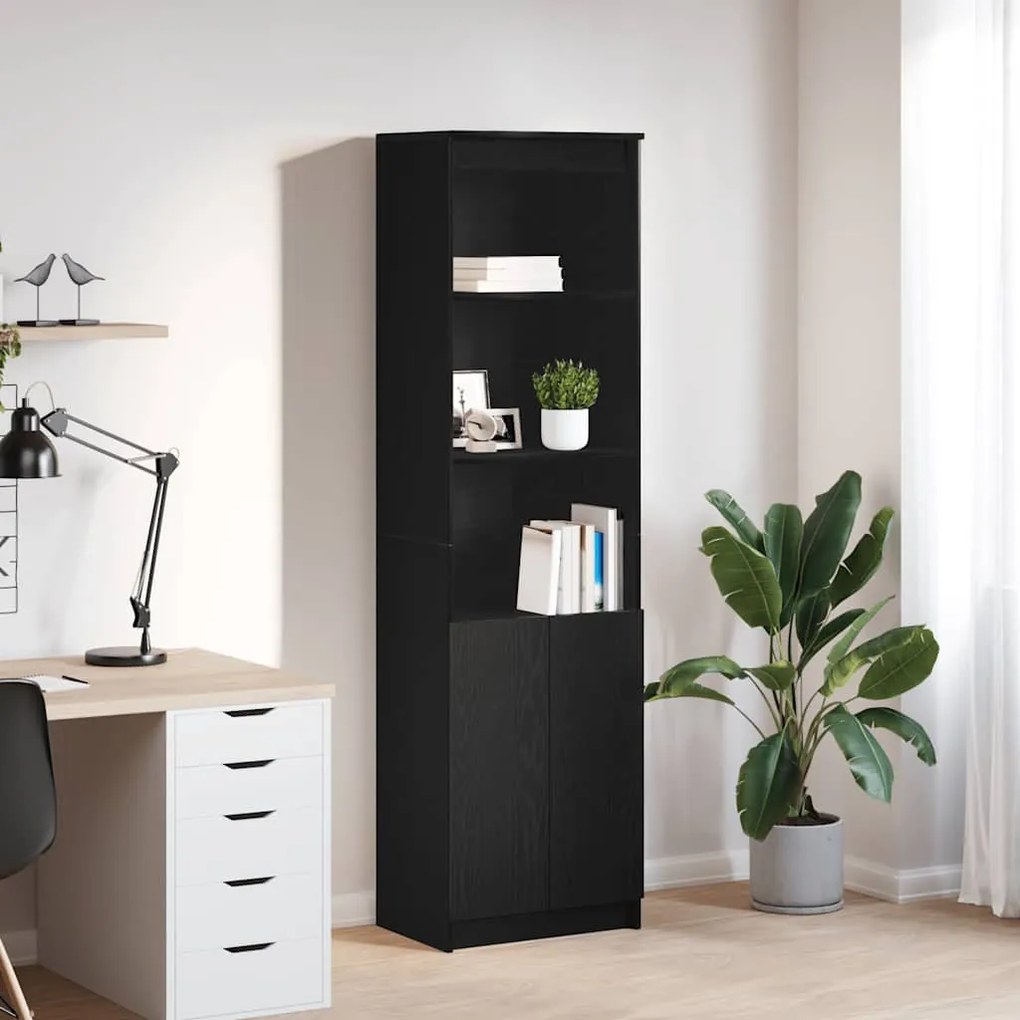 fekete tölgy szerelt fa magasszekrény 50x35x180 cm
