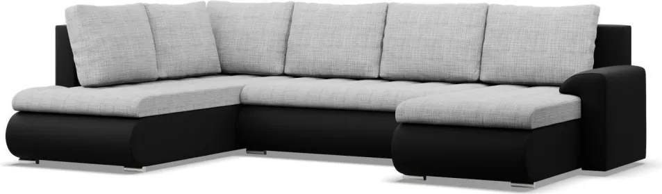 Tokio U sarokkanapé, 3 ágyneműtartóval, fonott + műbőr, baloldali, szürke - fekete