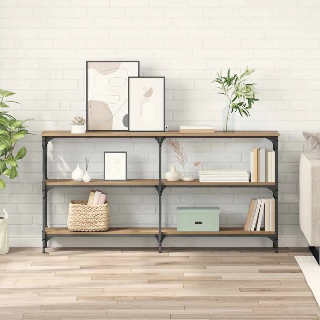 Konzolasztal Artisan tölgy 150 x 29 x 75 cm Mérnöki fa és fém