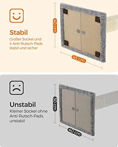 Macskakaparó oszloppal, 40×30 cm-es plüss fekhellyel, 71 cm magas