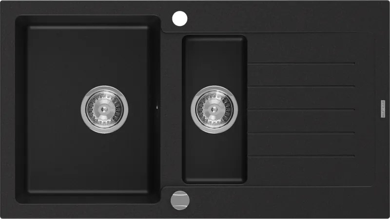 Mexen Matias - gránit mosogató 90,0x50,5cm, 1,5 kamrás, fekete, 6502901505-77