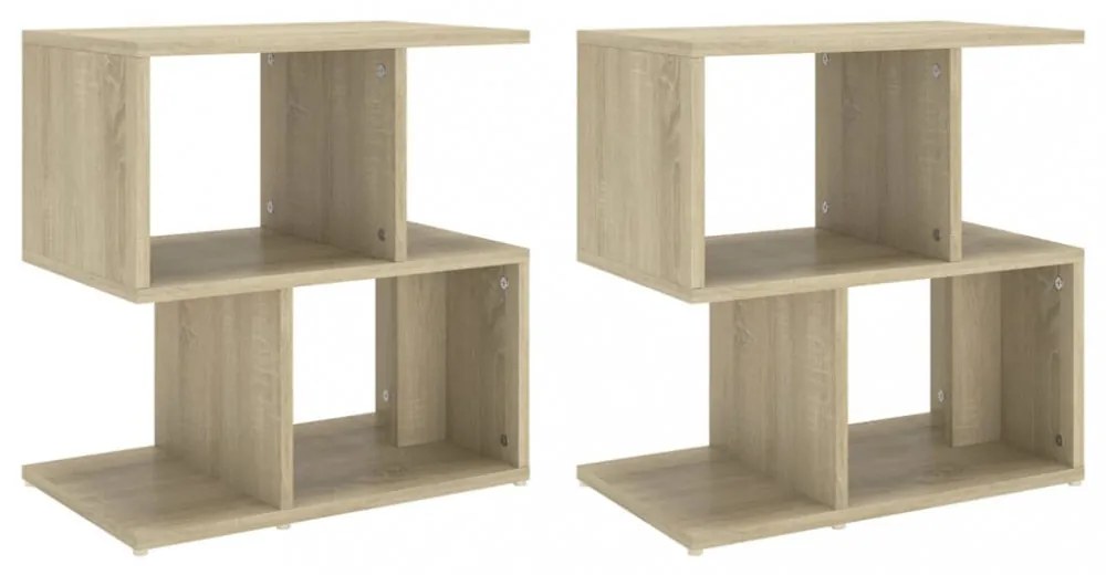 2 db sonoma tölgy színű szerelt fa éjjeliszekrény 50x30x51,5 cm