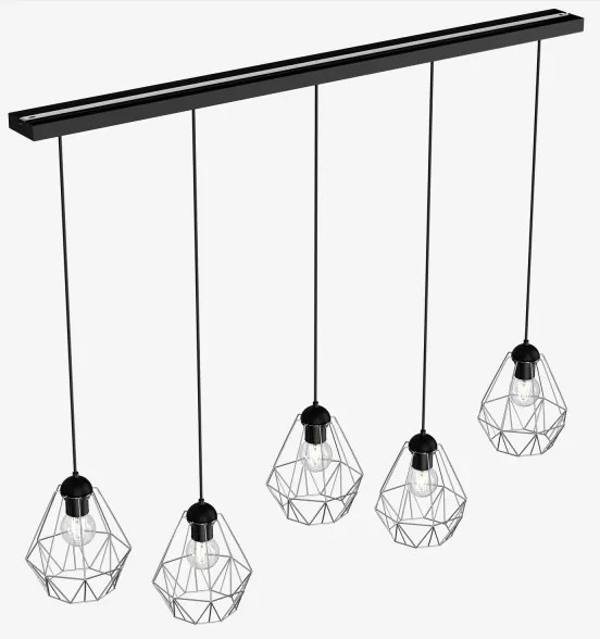 Csillár zsinóron BERGEN 5xE27/60W/230V fekete/fényes króm