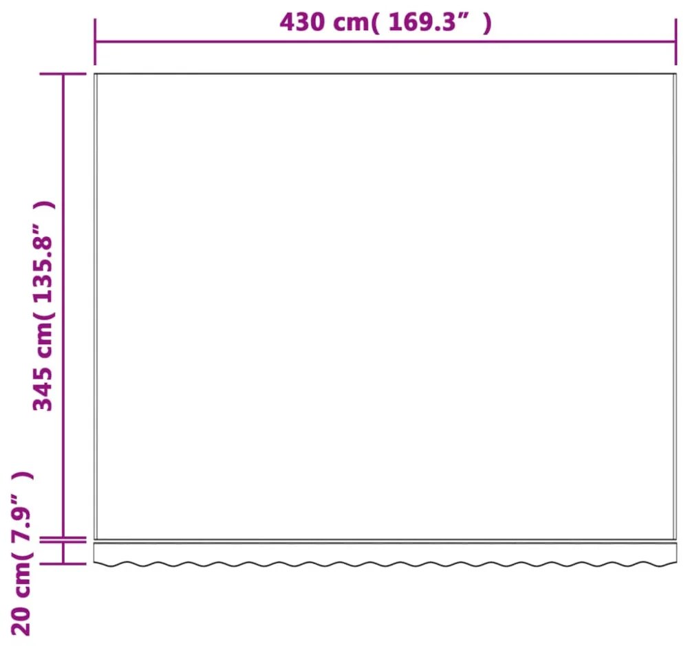 többszínű csíkos pótszövet napellenzőhöz 4,5 x 3,5 m
