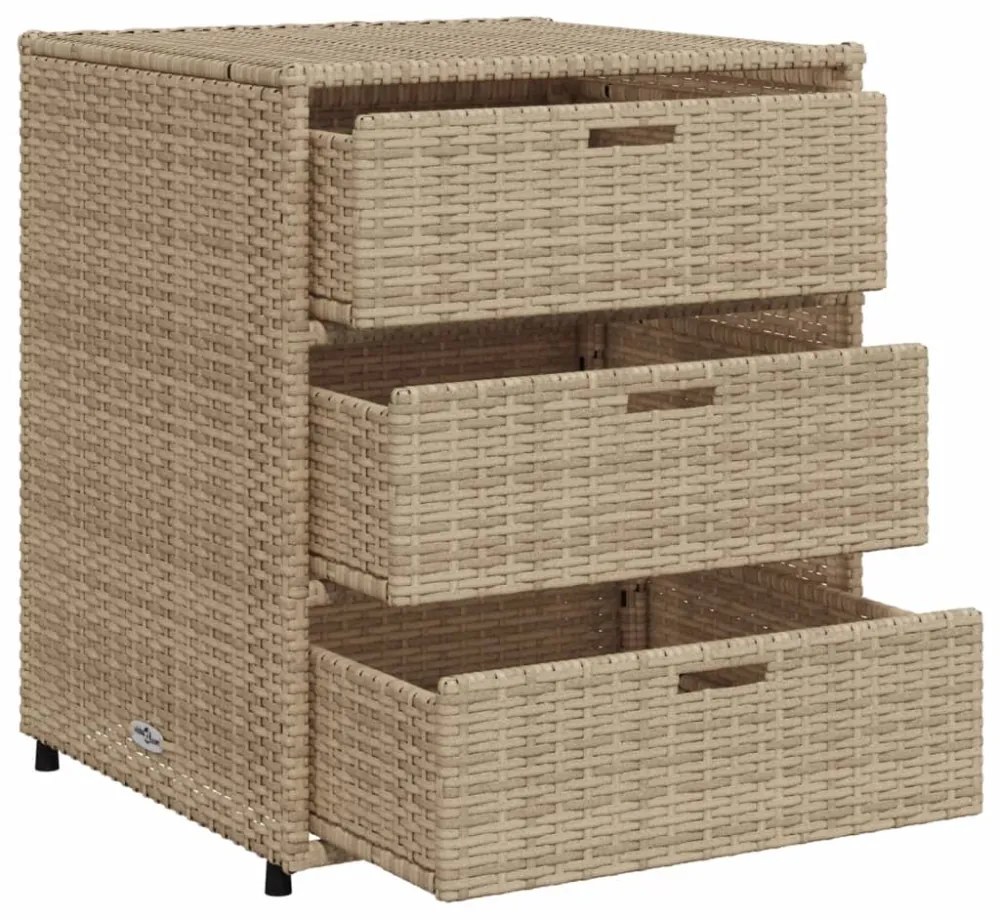 bézs polyrattan kerti tárolószekrény 55 x 59 x 69 cm