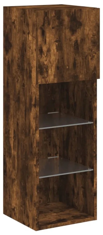 2 db füstös tölgy színű TV-szekrény LED-ekkel 30,5 x 30 x 90 cm