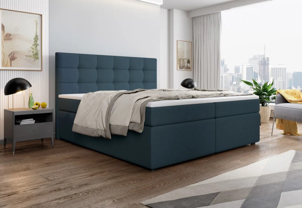 SALMA kárpitozott boxspring ágy + fedőmatrac - inari 22 / 160x200