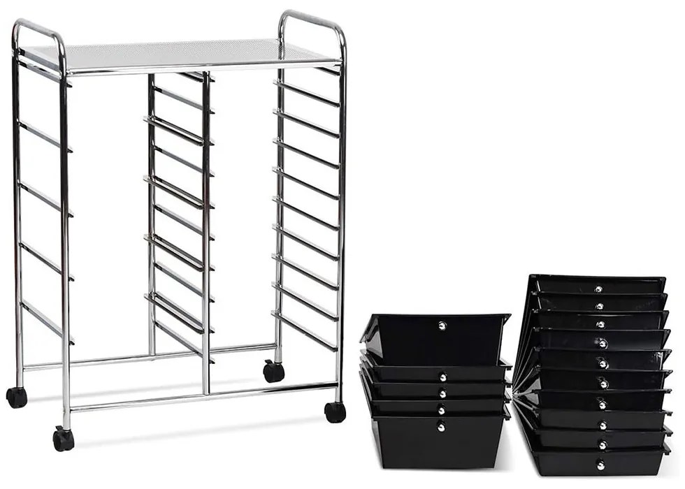 Gurulós tárolókocsi 15 fiókos, több színben-fekete