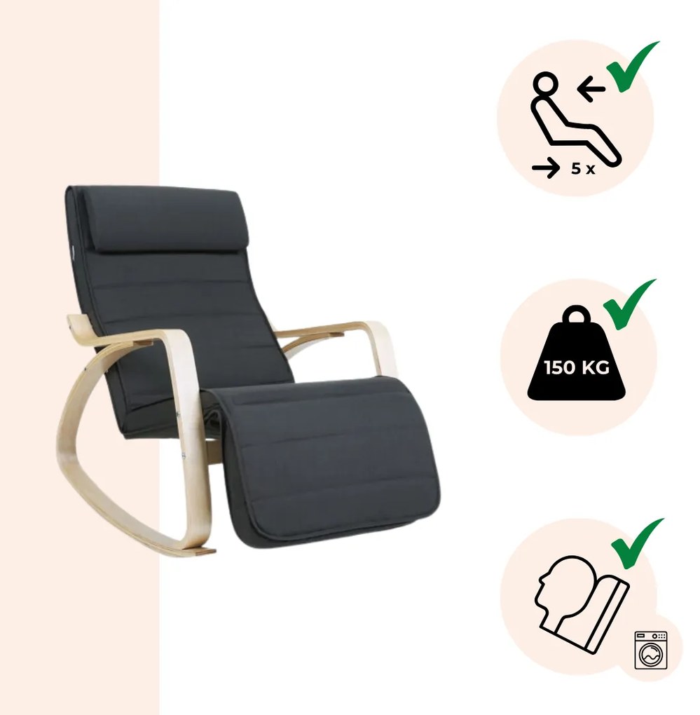 SWING hintaszék, teherbírás 150kg, 67x115x91cm, antracit Jurhan